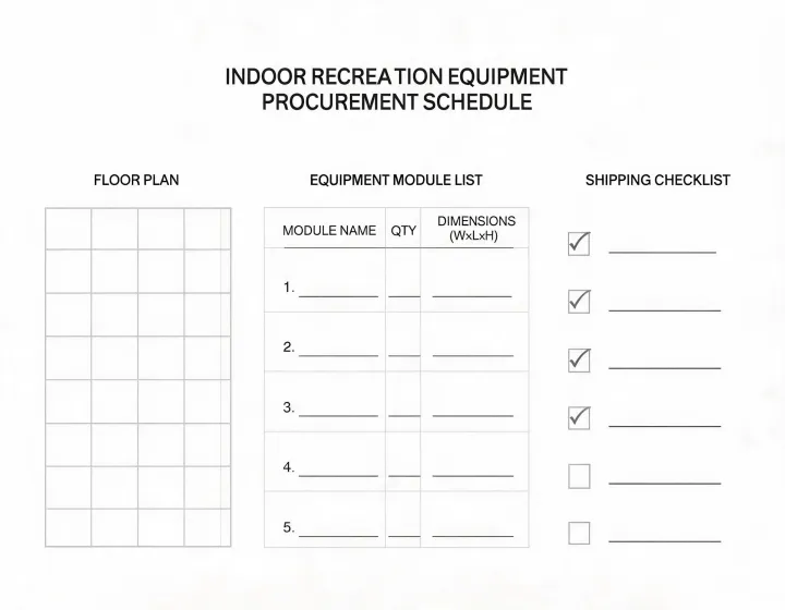 Trampoline park requirement schedule prepared for quotation